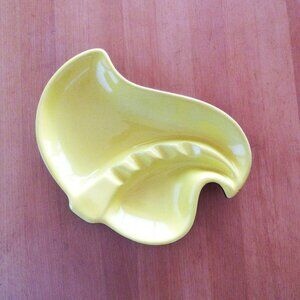 Vintage MId Century bright yellow ceramic free form ashtray